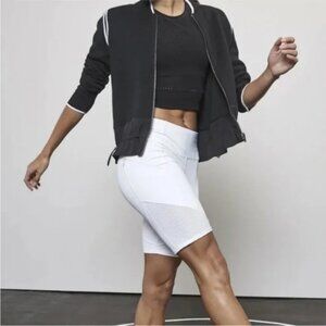 Athleta Venture Black Sweater Knit Zip Front Cinch Waist Jacket small